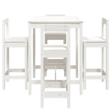 Ensemble de bar de jardin 5 pcs blanc bois massif de pin