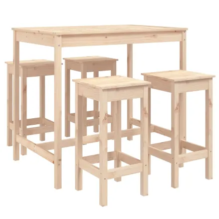 Ensemble de bar de jardin 5 pcs bois de pin massif 2