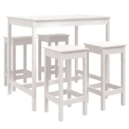 Ensemble de bar de jardin 5 pcs blanc bois massif de pin 2