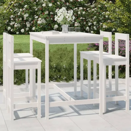 Ensemble de bar de jardin 5 pcs blanc bois massif de pin