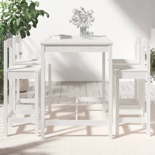 Ensemble de bar de jardin 5 pcs blanc bois massif de pin