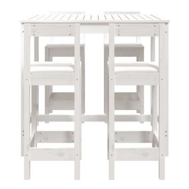 Ensemble de bar de jardin 5 pcs blanc bois massif de pin