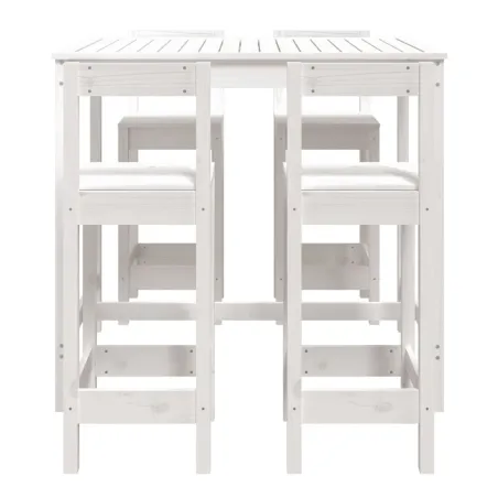 Ensemble de bar de jardin 5 pcs blanc bois massif de pin