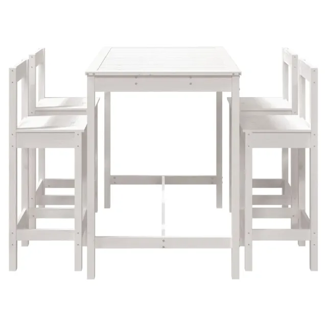Ensemble de bar de jardin 5 pcs blanc bois massif de pin
