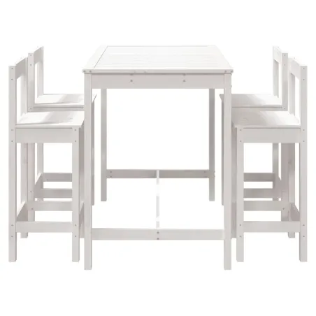 Ensemble de bar de jardin 5 pcs blanc bois massif de pin