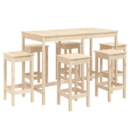 Ensemble de bar de jardin 7 pcs Bois de pin massif 2