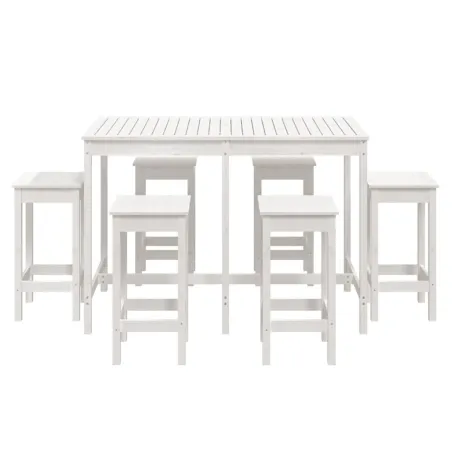 Ensemble de bar de jardin 7 pcs blanc bois de pin massif
