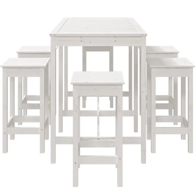 Ensemble de bar de jardin 7 pcs blanc bois de pin massif