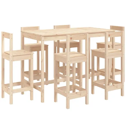 Ensemble de bar de jardin 7 pcs Bois de pin massif 2