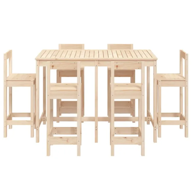 Ensemble de bar de jardin 7 pcs Bois de pin massif