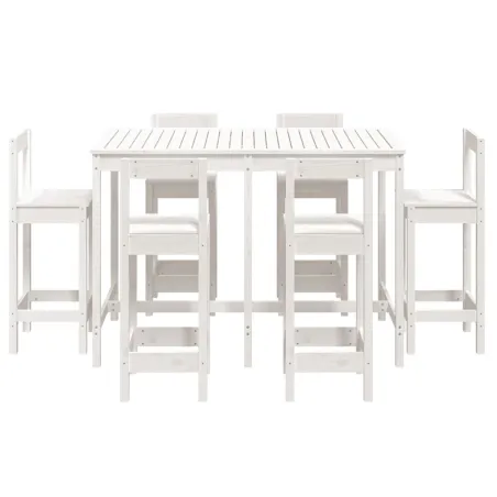 Ensemble de bar de jardin 7 pcs blanc bois de pin massif