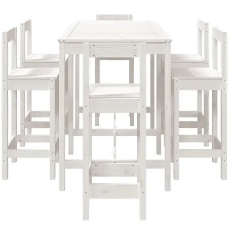 Ensemble de bar de jardin 7 pcs blanc bois de pin massif