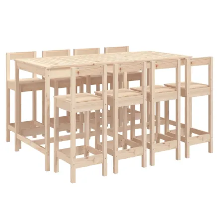 Ensemble de bar de jardin 9 pcs Bois de pin massif 2