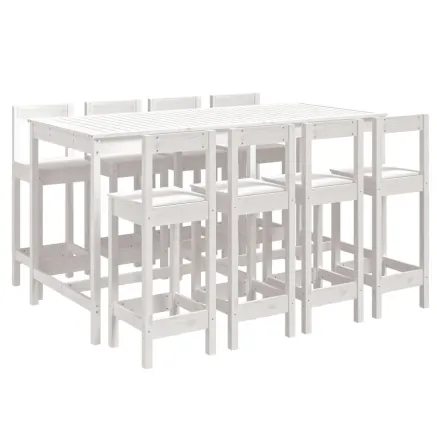 Ensemble de bar de jardin 9 pcs blanc bois de pin massif 2