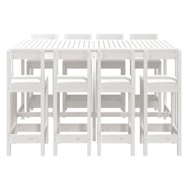 Ensemble de bar de jardin 9 pcs blanc bois de pin massif