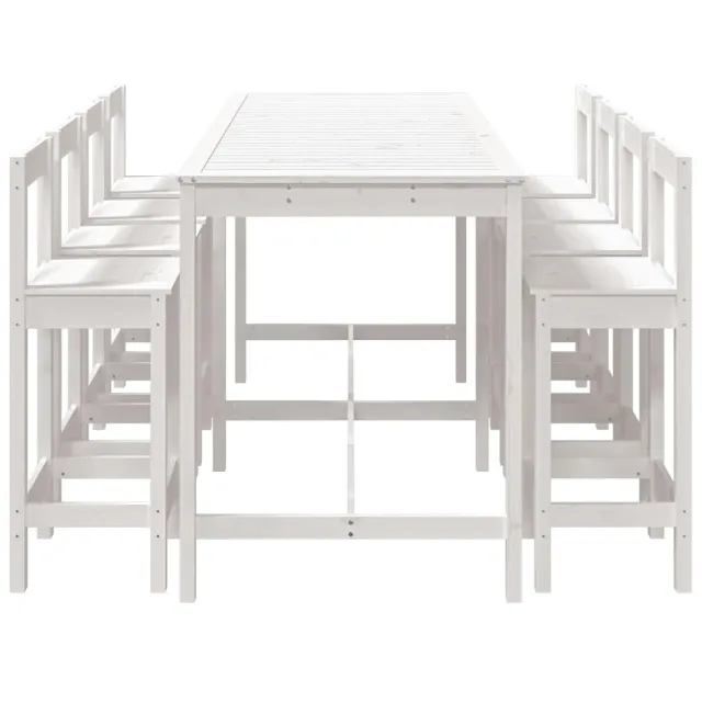 Ensemble de bar de jardin 9 pcs blanc bois de pin massif