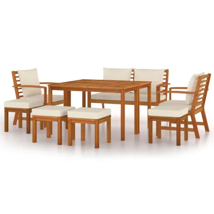 Ensemble à manger de jardin coussins 9 pcs Bois acacia 2