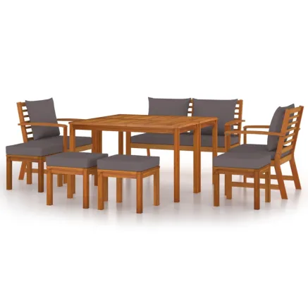 Ensemble à manger de jardin coussins 9 pcs Bois acacia 2