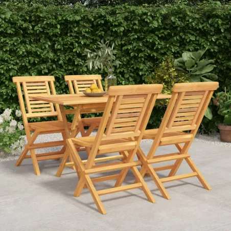 Ensemble à manger de jardin 5 pcs Bois de teck massif
