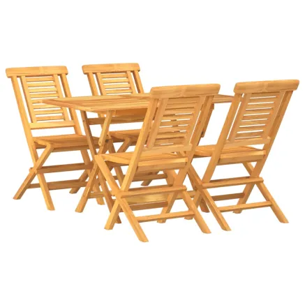 Ensemble à manger de jardin 5 pcs Bois de teck massif 2