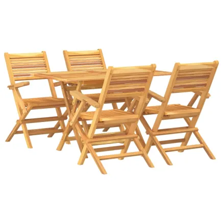 Ensemble à manger de jardin 5 pcs Bois de teck massif 2
