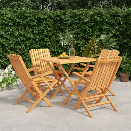Ensemble à manger de jardin 5 pcs Bois de teck massif
