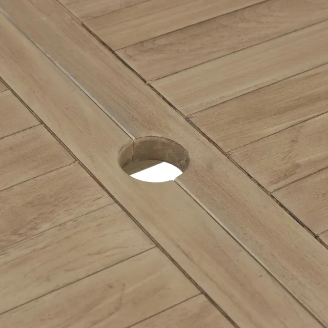 Salon de jardin 7 pcs gris bois de teck solide