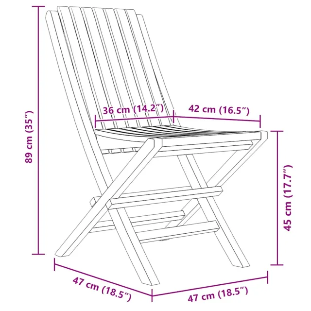 Chaises de jardin pliantes lot de 4 47x47x89cm bois massif teck