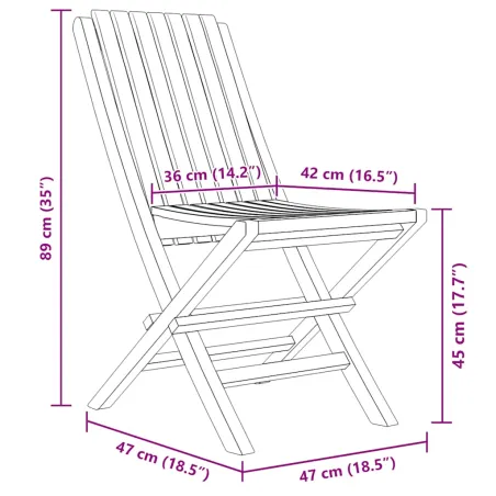 Chaises de jardin pliantes lot de 4 47x47x89cm bois massif teck