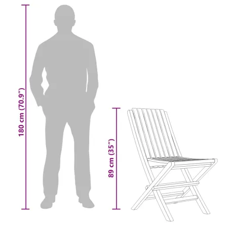 Chaises de jardin pliantes lot de 4 47x47x89cm bois massif teck