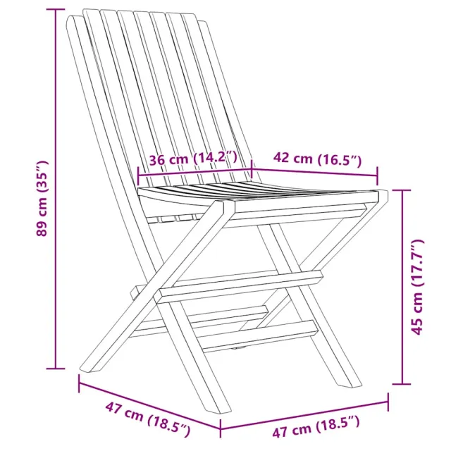 Chaises de jardin pliantes lot de 6 47x47x89cm bois massif teck