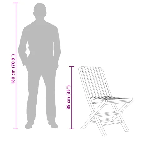 Chaises de jardin pliantes lot de 6 47x47x89cm bois massif teck