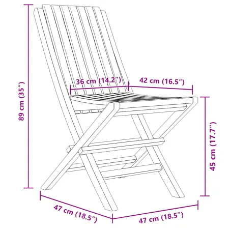 Chaises de jardin pliantes lot de 8 47x47x89cm bois massif teck