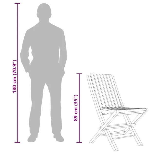 Chaises de jardin pliantes lot de 8 47x47x89cm bois massif teck