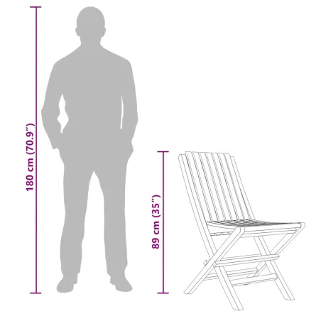 Chaises de jardin pliantes lot de 8 47x47x89cm bois massif teck