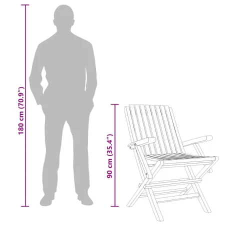 Chaises de jardin pliantes lot de 8 61x67x90cm bois massif teck