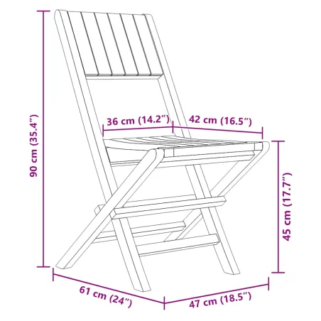 Chaises de jardin pliantes lot de 4 47x61x90cm bois massif teck