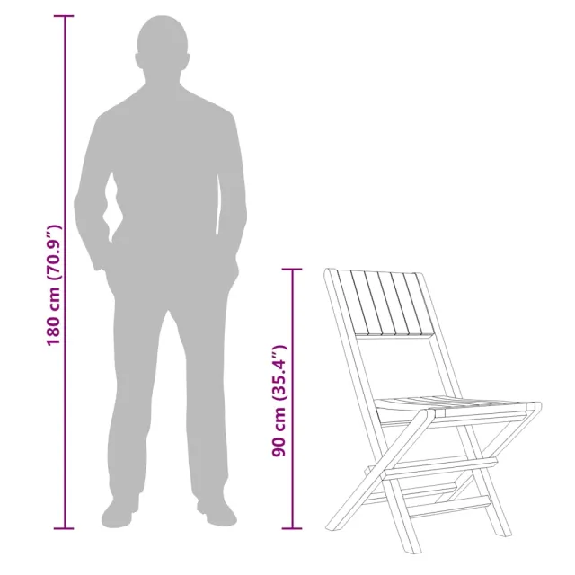 Chaises de jardin pliantes lot de 4 47x61x90cm bois massif teck