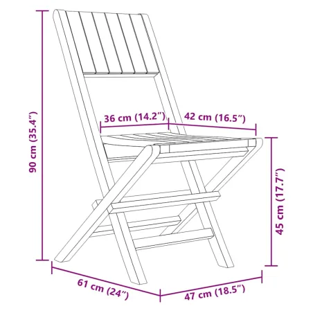 Chaises de jardin pliantes lot de 6 47x61x90cm bois massif teck