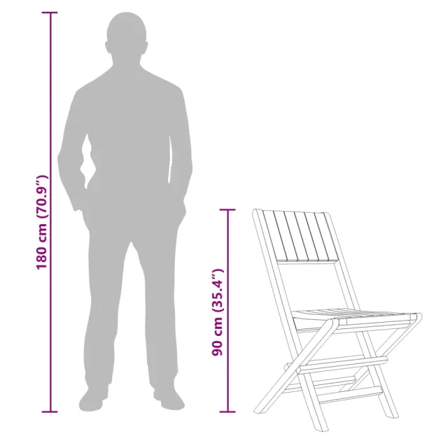 Chaises de jardin pliantes lot de 6 47x61x90cm bois massif teck