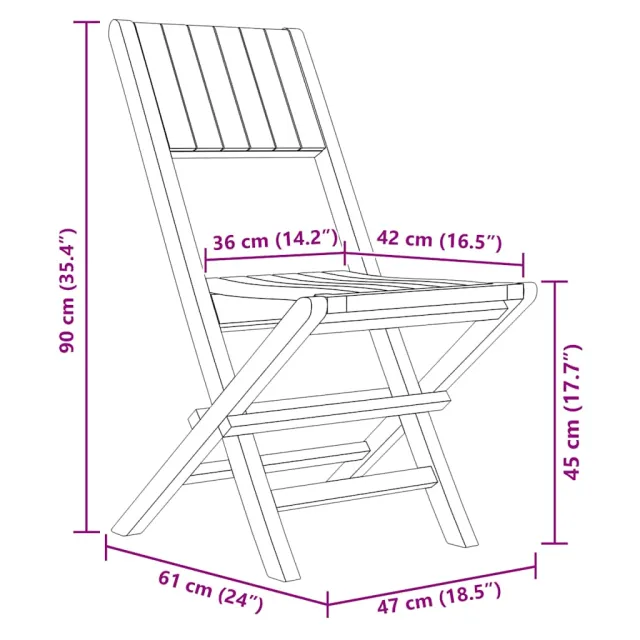 Chaises de jardin pliantes lot de 8 47x61x90cm bois massif teck