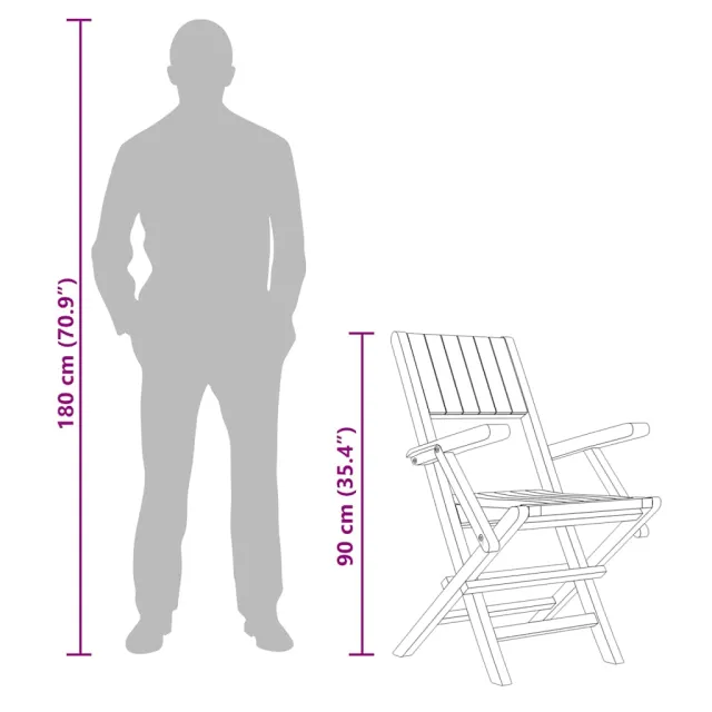 Chaises de jardin pliantes lot de 4 55x61x90cm bois massif teck