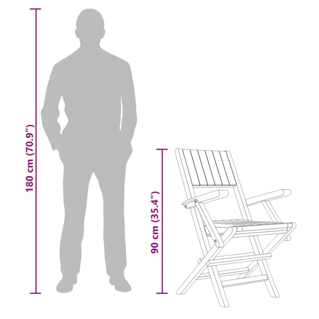 Chaises de jardin pliantes lot de 6 55x61x90cm bois massif teck