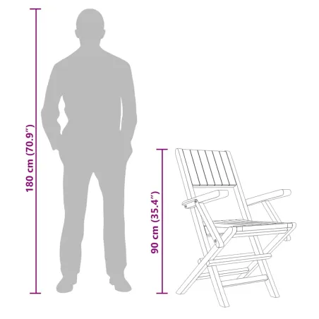 Chaises de jardin pliantes lot de 6 55x61x90cm bois massif teck