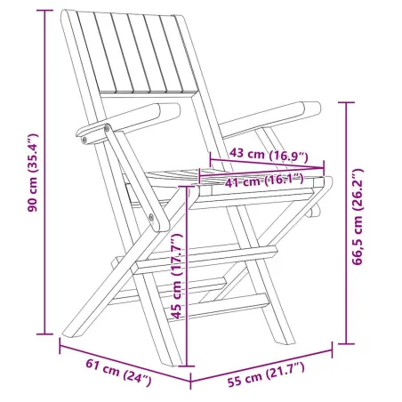 Chaises de jardin pliantes lot de 8 55x61x90cm bois massif teck