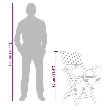 Chaises de jardin pliantes lot de 8 55x61x90cm bois massif teck