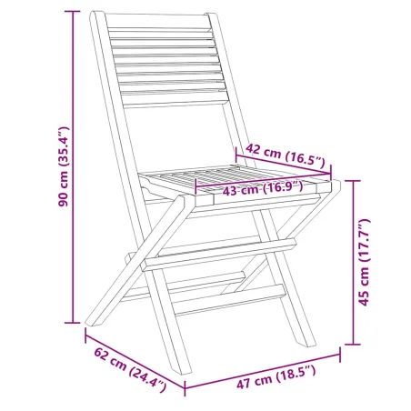 Chaises de jardin pliantes lot de 4 47x62x90cm bois massif teck