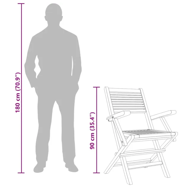 Chaises de jardin pliantes lot de 6 55x62x90cm bois massif teck