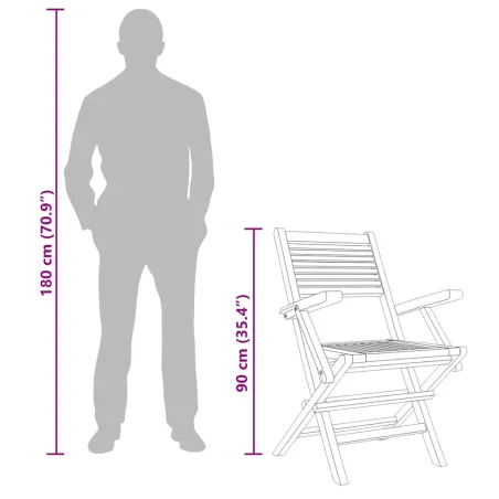 Chaises de jardin pliantes lot de 8 55x62x90cm bois massif teck