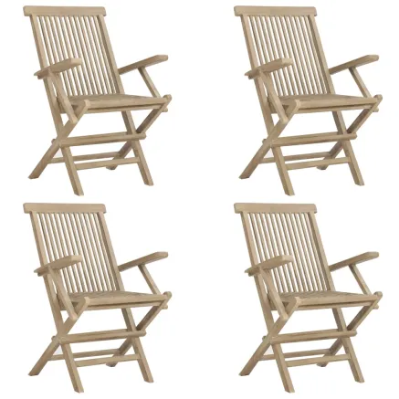 Chaises de jardin pliantes lot de 4 gris 56x61x89 cm bois teck 2